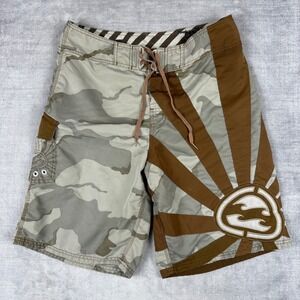 Billabong Board Shorts Mens 32 Brown Andy Irons Camo Rising Sun Signature Series